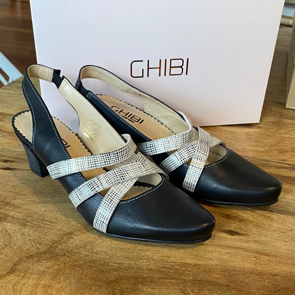 Black and White Women's Slingback Heels size 36, 37